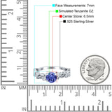 Filigree Art Deco Wedding Ring Round Simulated Cubic Zirconia 925 Sterling Silver