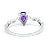 Teardrop Wedding Ring Simulated Cubic Zirconia 925 Sterling Silver