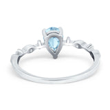 Teardrop Wedding Ring Simulated Cubic Zirconia 925 Sterling Silver