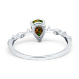 Teardrop Wedding Ring Simulated Cubic Zirconia 925 Sterling Silver