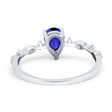 Teardrop Wedding Ring Simulated Cubic Zirconia 925 Sterling Silver