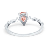 Teardrop Wedding Ring Simulated Cubic Zirconia 925 Sterling Silver
