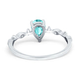 Teardrop Wedding Ring Simulated Cubic Zirconia 925 Sterling Silver