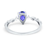 Teardrop Wedding Ring Simulated Cubic Zirconia 925 Sterling Silver