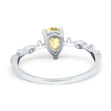 Teardrop Wedding Ring Simulated Cubic Zirconia 925 Sterling Silver