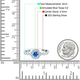 Vintage Style Engagement Ring Round Simulated Cubic Zirconia 925 Sterling Silver