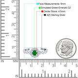 Vintage Style Engagement Ring Round Simulated Cubic Zirconia 925 Sterling Silver
