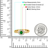 Vintage Style Engagement Ring Round Simulated Cubic Zirconia 925 Sterling Silver