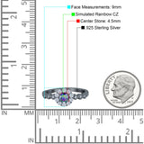 Vintage Style Engagement Ring Round Simulated Cubic Zirconia 925 Sterling Silver