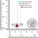 Vintage Style Engagement Ring Round Simulated Cubic Zirconia 925 Sterling Silver