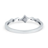 Petite Dainty Wedding Ring Round Eternity Simulated CZ 925 Sterling Silver