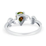 Teardrop Engagement Ring Pear Simulated Cubic Zirconia 925 Sterling Silver