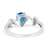 Teardrop Engagement Ring Pear Simulated Cubic Zirconia 925 Sterling Silver