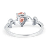 Teardrop Engagement Ring Pear Simulated Cubic Zirconia 925 Sterling Silver