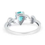 Teardrop Engagement Ring Pear Simulated Cubic Zirconia 925 Sterling Silver