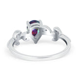 Teardrop Engagement Ring Pear Simulated Cubic Zirconia 925 Sterling Silver