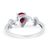 Teardrop Engagement Ring Pear Simulated Cubic Zirconia 925 Sterling Silver