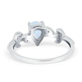 Teardrop Engagement Ring Pear Simulated Cubic Zirconia 925 Sterling Silver