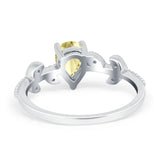 Teardrop Engagement Ring Pear Simulated Cubic Zirconia 925 Sterling Silver