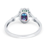 Vintage Style Wedding Ring Round Simulated Cubic Zirconia 925 Sterling Silver