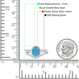 Oval Two Piece Halo Round Simulated Cubic Zirconia Ring 925 Sterling Silver