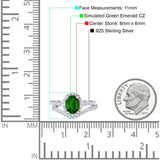 Oval Two Piece Halo Round Simulated Cubic Zirconia Ring 925 Sterling Silver
