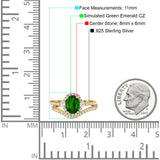 Oval Two Piece Halo Round Simulated Cubic Zirconia Ring 925 Sterling Silver