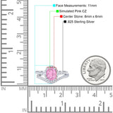 Oval Two Piece Halo Round Simulated Cubic Zirconia Ring 925 Sterling Silver