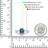 Oval Two Piece Halo Round Simulated Cubic Zirconia Ring 925 Sterling Silver