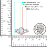 Oval Two Piece Halo Round Simulated Cubic Zirconia Ring 925 Sterling Silver