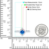 Art Deco Halo Engagement Ring Round Simulated Cubic Zirconia 925 Sterling Silver