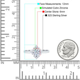 Art Deco Halo Engagement Ring Round Simulated Cubic Zirconia 925 Sterling Silver