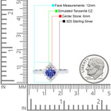 Art Deco Halo Engagement Ring Round Simulated Cubic Zirconia 925 Sterling Silver