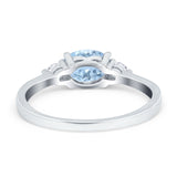 Three Stone Oval Engagement Ring Simulated Cubic Zirconia 925 Sterling Silver