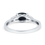 Three Stone Oval Engagement Ring Simulated Cubic Zirconia 925 Sterling Silver