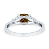 Three Stone Oval Engagement Ring Simulated Cubic Zirconia 925 Sterling Silver