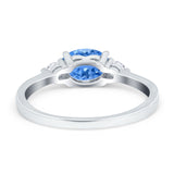 Three Stone Oval Engagement Ring Simulated Cubic Zirconia 925 Sterling Silver