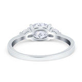 Three Stone Oval Engagement Ring Simulated Cubic Zirconia 925 Sterling Silver
