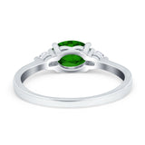 Three Stone Oval Engagement Ring Simulated Cubic Zirconia 925 Sterling Silver