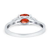 Three Stone Oval Engagement Ring Simulated Cubic Zirconia 925 Sterling Silver