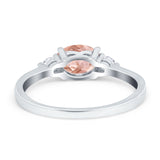 Three Stone Oval Engagement Ring Simulated Cubic Zirconia 925 Sterling Silver
