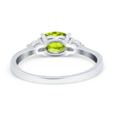 Three Stone Oval Engagement Ring Simulated Cubic Zirconia 925 Sterling Silver