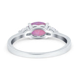 Three Stone Oval Engagement Ring Simulated Cubic Zirconia 925 Sterling Silver