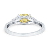 Three Stone Oval Engagement Ring Simulated Cubic Zirconia 925 Sterling Silver