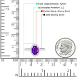 Halo Style Oval Engagement Ring Simulated Cubic Zirconia 925 Sterling Silver