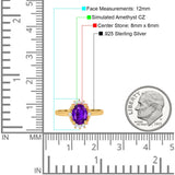 Halo Style Oval Engagement Ring Simulated Cubic Zirconia 925 Sterling Silver