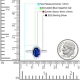 Halo Style Oval Engagement Ring Simulated Cubic Zirconia 925 Sterling Silver