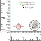 Halo Style Oval Engagement Ring Simulated Cubic Zirconia 925 Sterling Silver