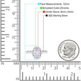 Halo Style Oval Engagement Ring Simulated Cubic Zirconia 925 Sterling Silver
