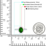 Halo Style Oval Engagement Ring Simulated Cubic Zirconia 925 Sterling Silver